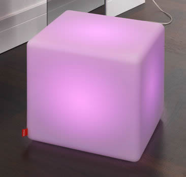 Moree Cube LED Leuchtwürfel / Sitzwürfel, beleuchtet, B 44, L 44, H 45 cm, PE seidenmatt, mit E27 (230 V) LED-Leuchtmittel, inkl. Fernbedienung, für Außen