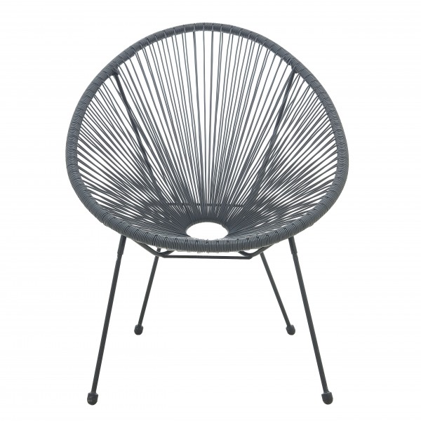 Hochwertiger Stuhl, 2er-Set aus Kunststoff (PE) und Metall, grau, Kissen beige, runde Sitzschale