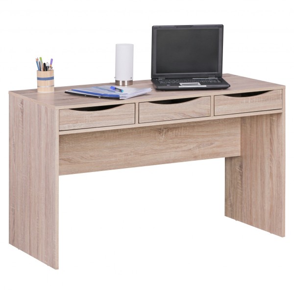 Stilvoller Schreibtisch / Bürotisch für Jugendliche, Sonoma Eiche, mit drei Schubladen