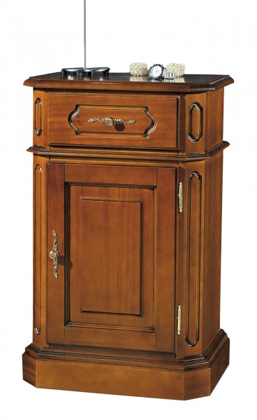 Hochwertige italienische Stilmöbel Kommode, mit 1 Tür und 1 Schublade, nussbaumfarbig gebeizt, H82 x B52 x T36 cm