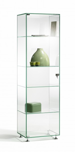 Vitrine aus Glas, hochwertige Handarbeit, L50 x B35 x H170 cm, Glasstärke 10 / 6 / 4 mm