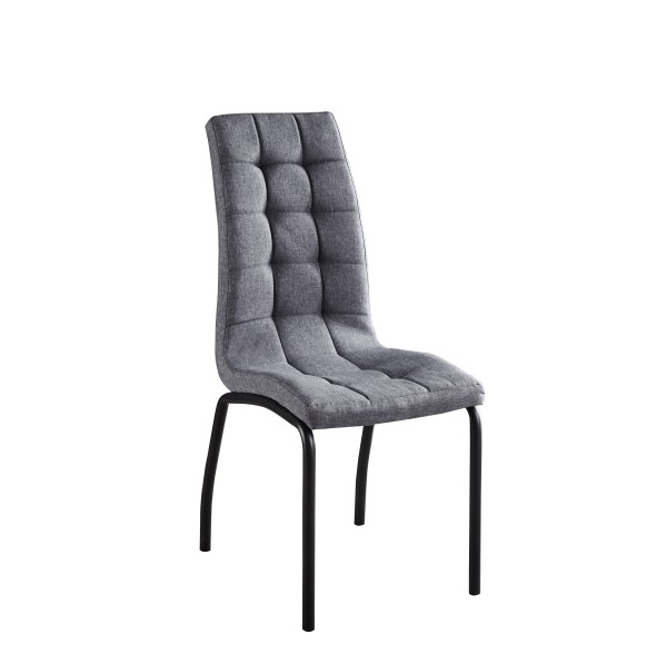 Moderner Stuhl, 2er-Set, Bezug Stoff hellgrau, Beine Stahl
