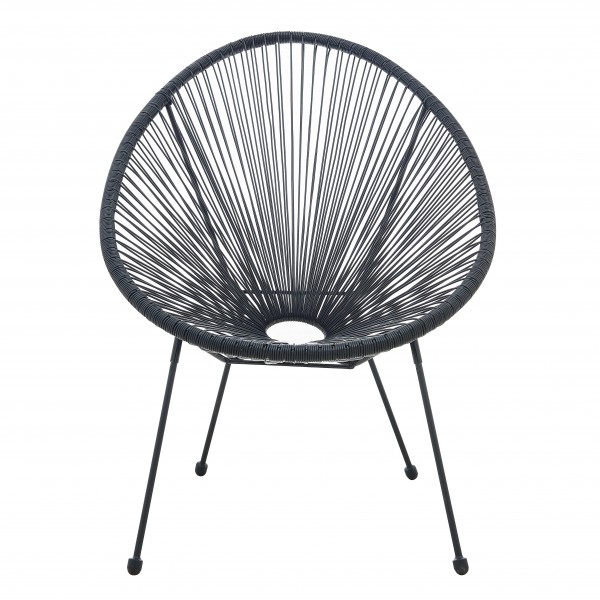 Hochwertiger Stuhl, 2er-Set aus Kunststoff (PE) und Metall, schwarz, runde Sitzschale