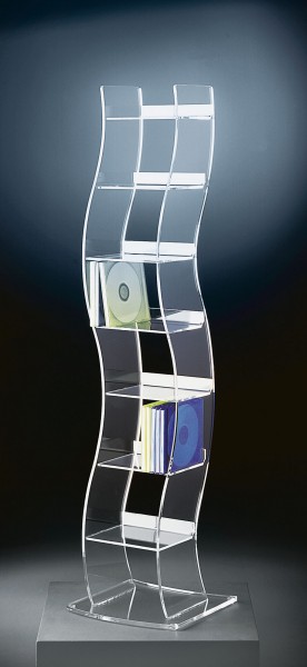 Hochwertiger Acryl-Glas CD Ständer / CD Regal, klar, 25 x 25 cm, H 100 cm, Acryl-Glas-Stärke 6 / 4 mm