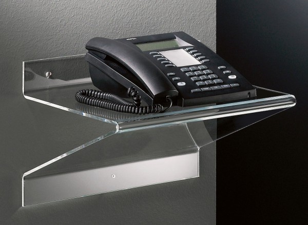 Hochwertiges Acryl-Glas Telefonboard / Laptop-Board, klar, 37 x 25 cm, H 25 cm, Acryl-Glas-Stärke 5 mm