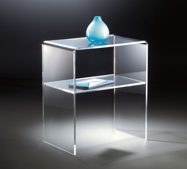 Hochwertiger Acryl-Glas Beistelltisch / Endtisch, klar, 50 x 38 cm, H 60 cm, Acryl-Glas-Stärke 10 mm