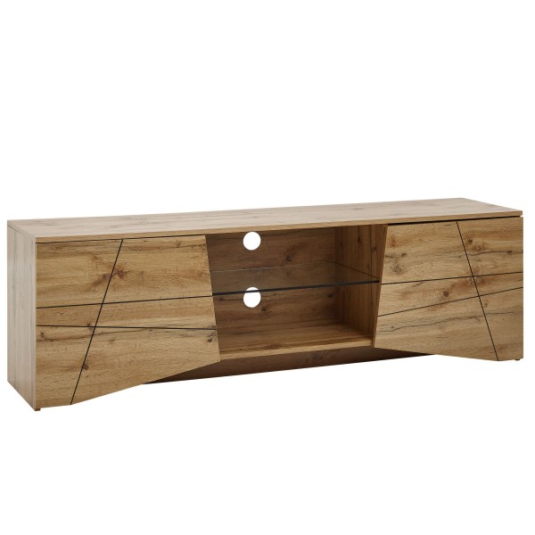Design Lowboard Holz Eiche-Dekor, 160x50x40 cm, TV-Kommode mit zwei Türen