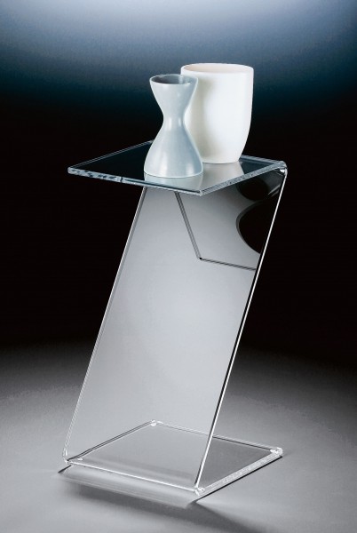 Hochwertiger Acryl-Glas Butlertisch, klar, 33 x 33 cm, H 60 cm, Acryl-Glas-Stärke 12 mm