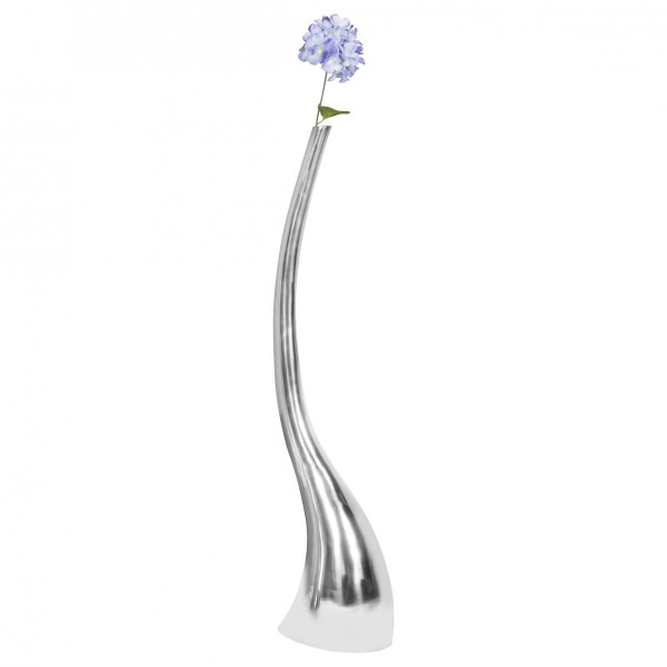 Deko Vase groß, Aluminium, Modern mit 1 Öffnung, Silber, Handgefertigt, Blumenvase hoch