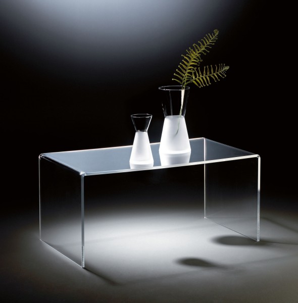 Hochwertiger Acryl-Glas Couchtisch, klar, 90 x 50 cm, H 42 cm, Acryl-Glas-Stärke 12 mm