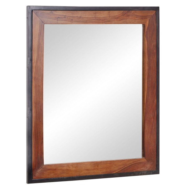 Design Badezimmerspiegel mit Ablage, aus Sheesham Massivholz, 65x78x12 cm