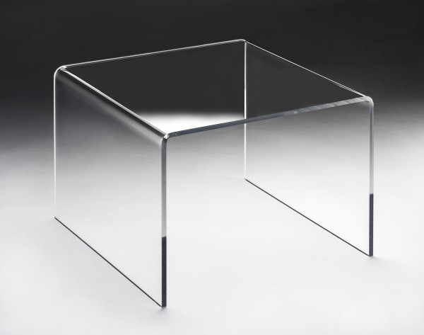 Hochwertiger Acryl-Glas Couchtisch, ideal für Wohnlandschaften, transparent, quadratisch, B 57 x T 57 cm, H 42 cm, Acryl-Glas-Stärke 12 mm