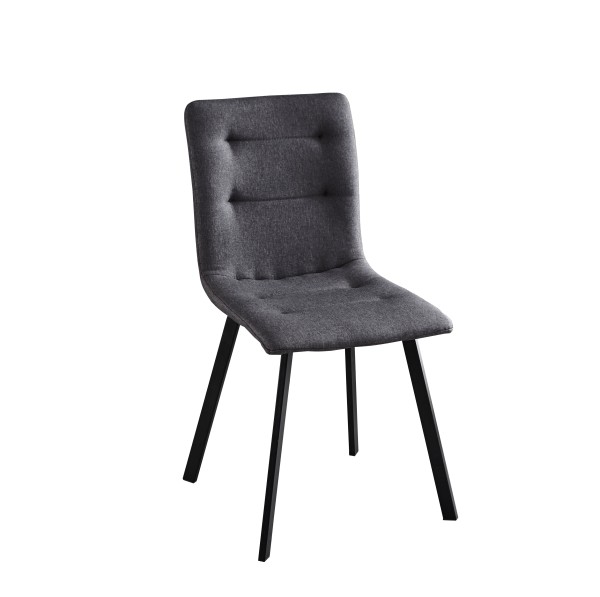 Moderner Stuhl, 2er-Set, Bezug Stoff dunkelgrau, Beine Stahl