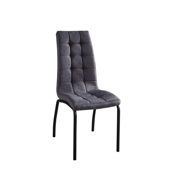 Moderner Stuhl, 2er-Set, Bezug Stoff dunkelgrau, Beine Stahl