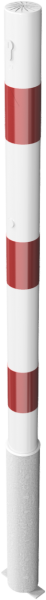 Absperrpfosten, herausnehmbar per Profilzylinder, zum Einbetonieren, aus Stahlrohr Ø 60 mm, verzinkt und beschichtet, weiß/rot, Überflur 900 mm