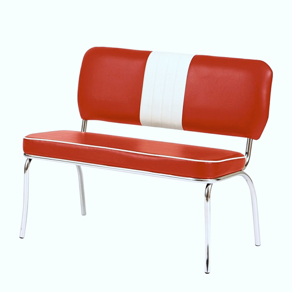 Bistro-Sitzbank "Louisiana", 2-teiliges Set, Retro / 50er-Jahre, Gestell Stahlrohr verchromt, Bezug 100% Polyester in Lederoptik, Sitzmaße: H48 x T45 x B100 cm