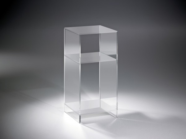 Hochwertiges Acryl-Glas Standregal, Konsole mit 2 Fächern, Regalböden und Seiten klar