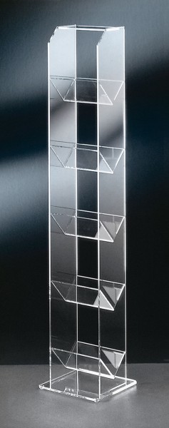 Hochwertiger Acryl-Glas CD DVD Ständer / CD DVD Regal, klar, 20 x 20 cm, H 101 cm, Acryl-Glas-Stärke 6 / 5 / 4 mm